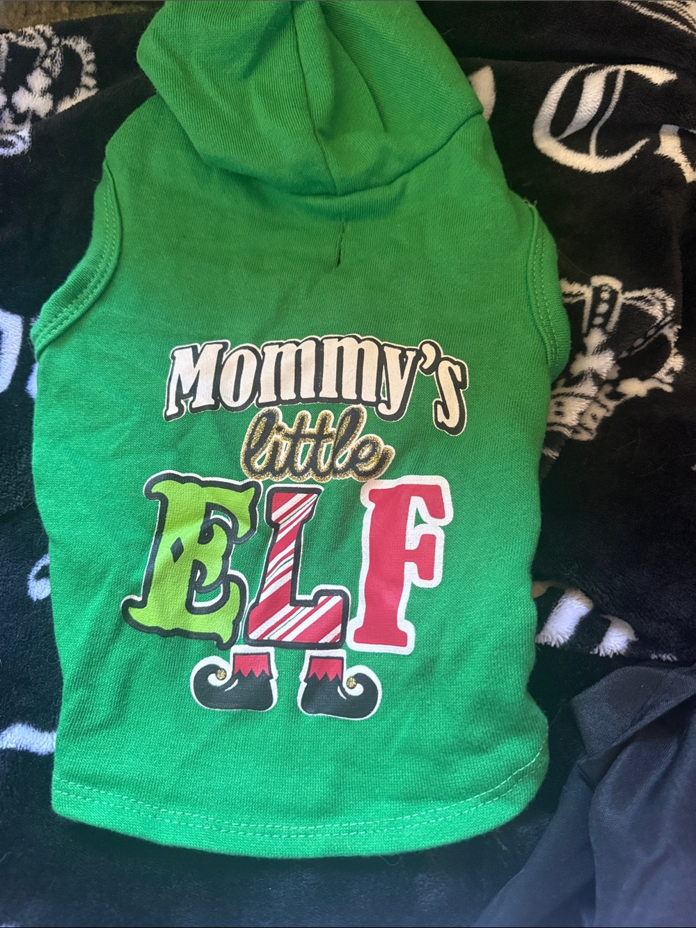 Mommy's Little Elf Green Dog Hoodie Tank Top